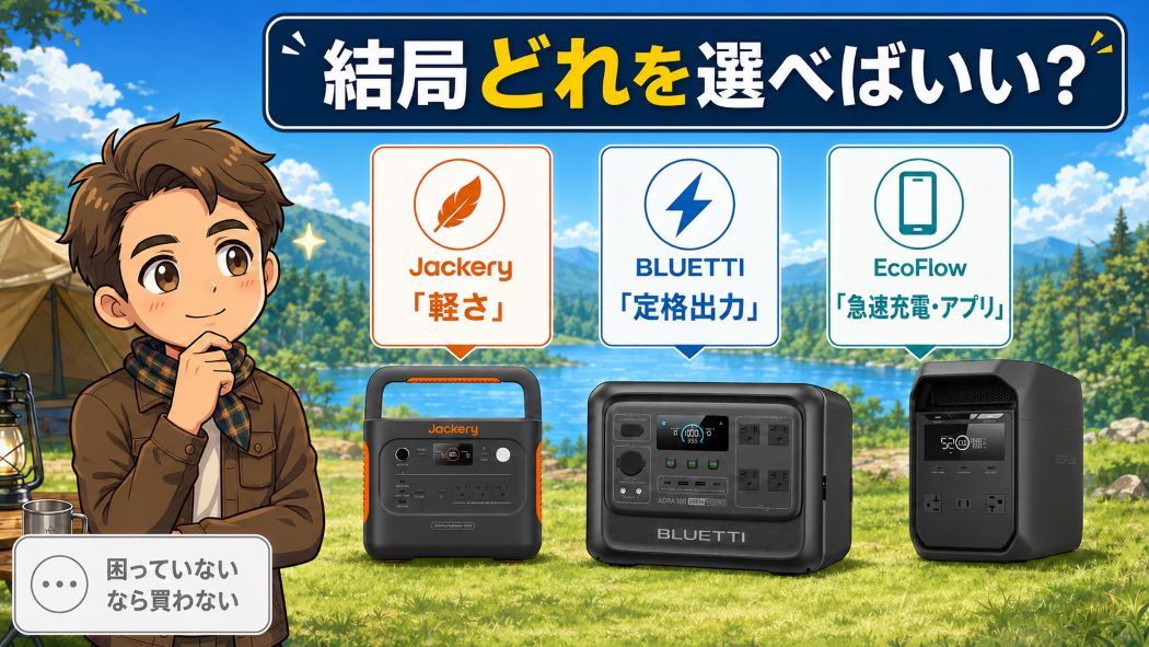 軽さ・定格出力・充電速度からポータブル電源を選ぶ方法