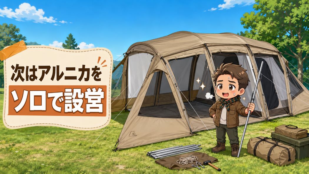サバティカルのアルニカをソロキャンプで一人で設営するわいずパパ